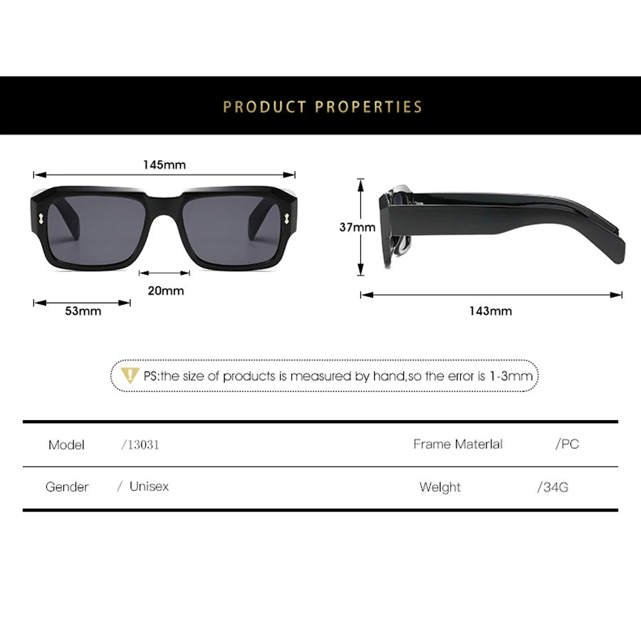 Chunky Square Sunglasses – Unisex Retro Bold Frame Shades