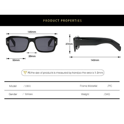 Chunky Square Sunglasses – Unisex Retro Bold Frame Shades