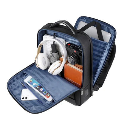 Genuine Leather Men's Laptop Backpack – Slim Oxford Business Bag