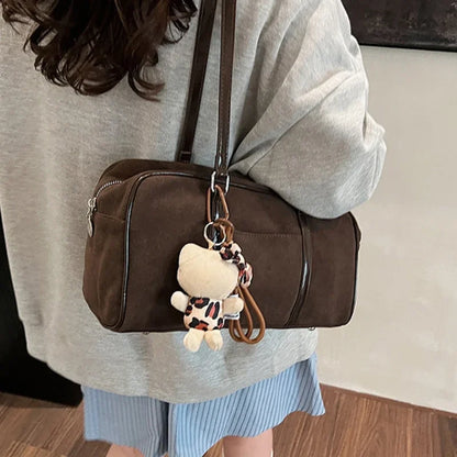 Casual Large Capaci Suede Retro Brown Commuter Shoulder Bag