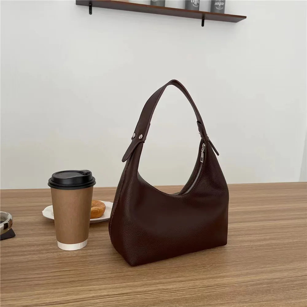 Women Vintage Underarm Bag PU Leather Soft Hobo Shoulder Bags