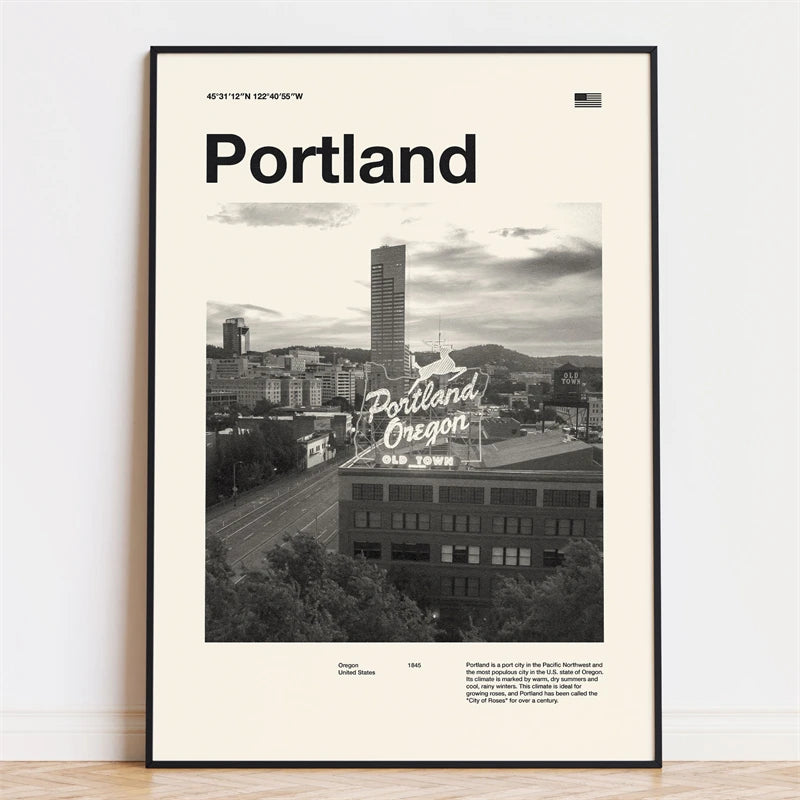Retro City Poster – Mid-Century Modern Wall Art Print