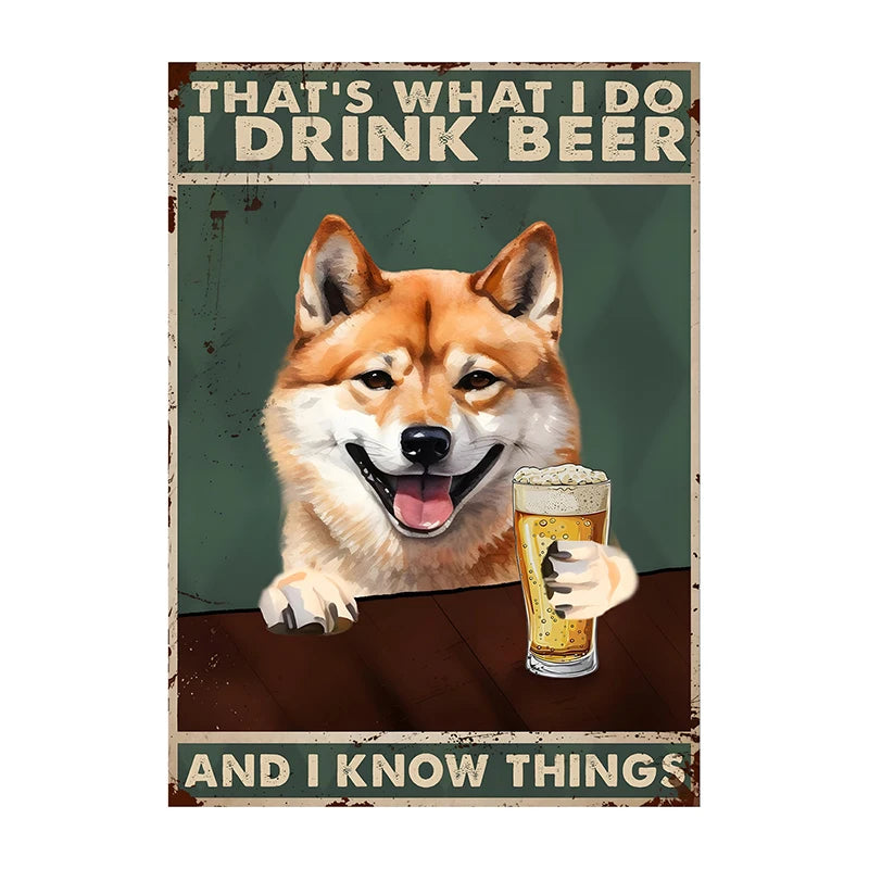 Funny Dog Beer Poster – That's What I Do I Drink Beer Wall Art