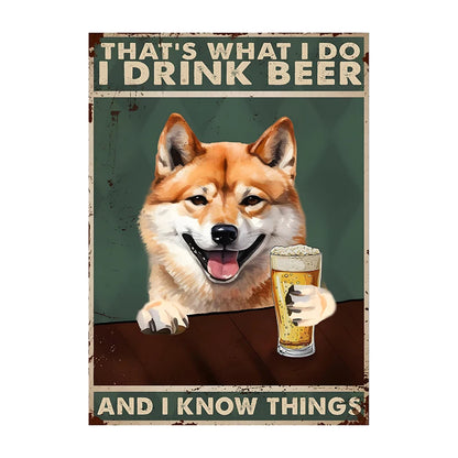 Funny Dog Beer Poster – That's What I Do I Drink Beer Wall Art