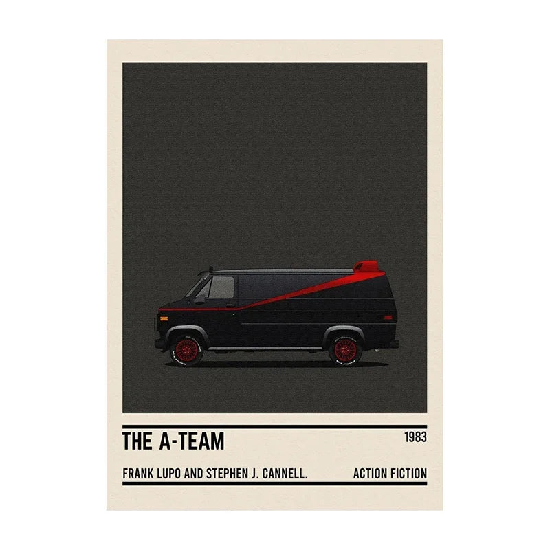 Movie Car Minimalist Poster Wall Art Print | Classic Film Decor