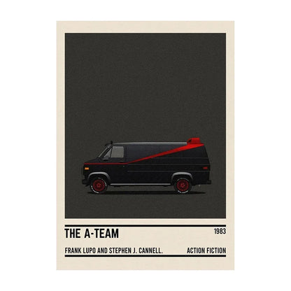 Movie Car Minimalist Poster Wall Art Print | Classic Film Decor