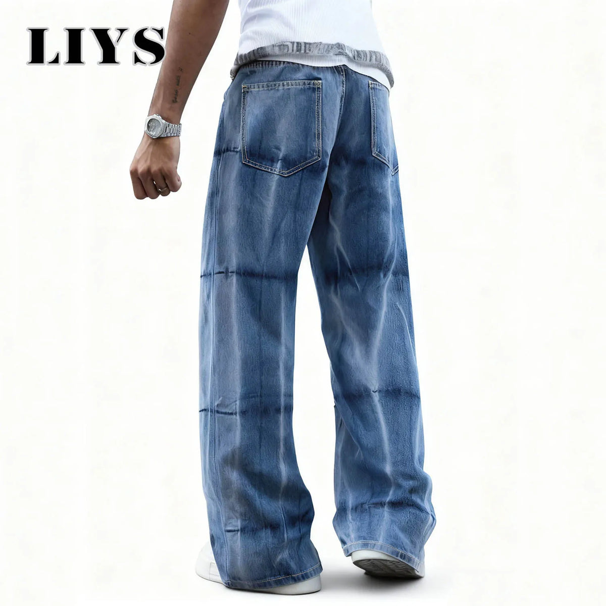 Men's Baggy Wide Leg Jeans – Y2K Tie-Dye Streetwear Denim