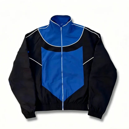 Mens Jacket Harajuku Y2k Red White Spliced Racing Pants Oversized Zip Windproof Casual Sports Unisex