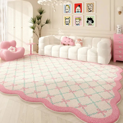 Cute Ribbon Bow Area Rug – Soft Plush Girls Bedroom & Living Room Carpet