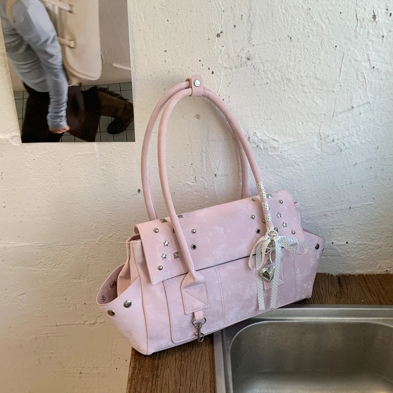Vintage Studded Shoulder Handbag