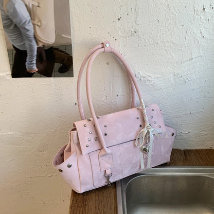 Vintage Studded Shoulder Handbag