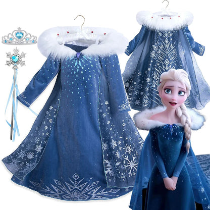 Girls Elsa Princess Dress Snow Queen Costume
