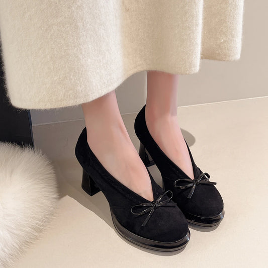 Bow Accent Mid Heel Pumps – Women's Elegant Dress Shoes