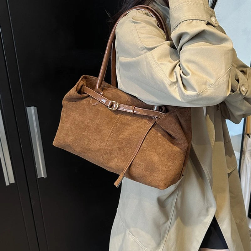 Autumn Winter Women's Suede Underarm Tote Bag