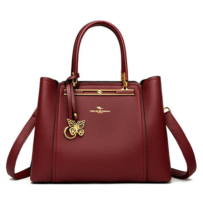 Luxury Leather Handbag for Women – 3-Layer Shoulder Crossbody Bag