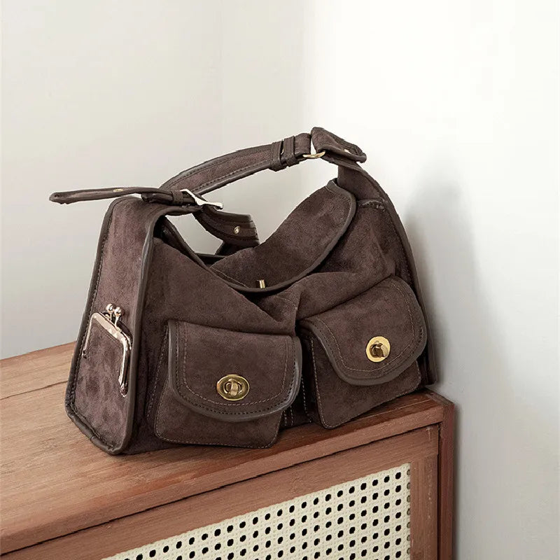 Suede Pillow Shoulder Bag – Large Capacity Crossbody