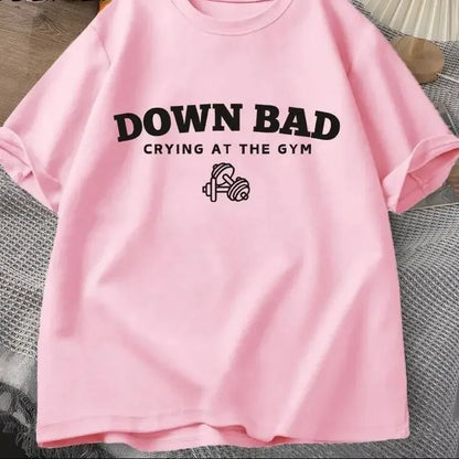 Tortured Poets Tshirt Down Bad Crying At Gym Graphic T Shirts Women Summer Workout Shirt Short