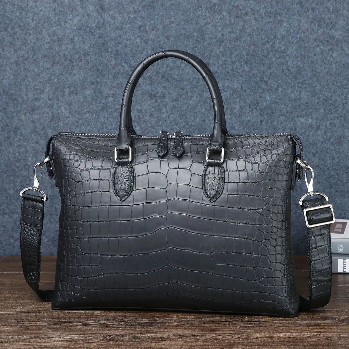 Alligator-Embossed Leather Men's Briefcase – Luxury Business Bag
