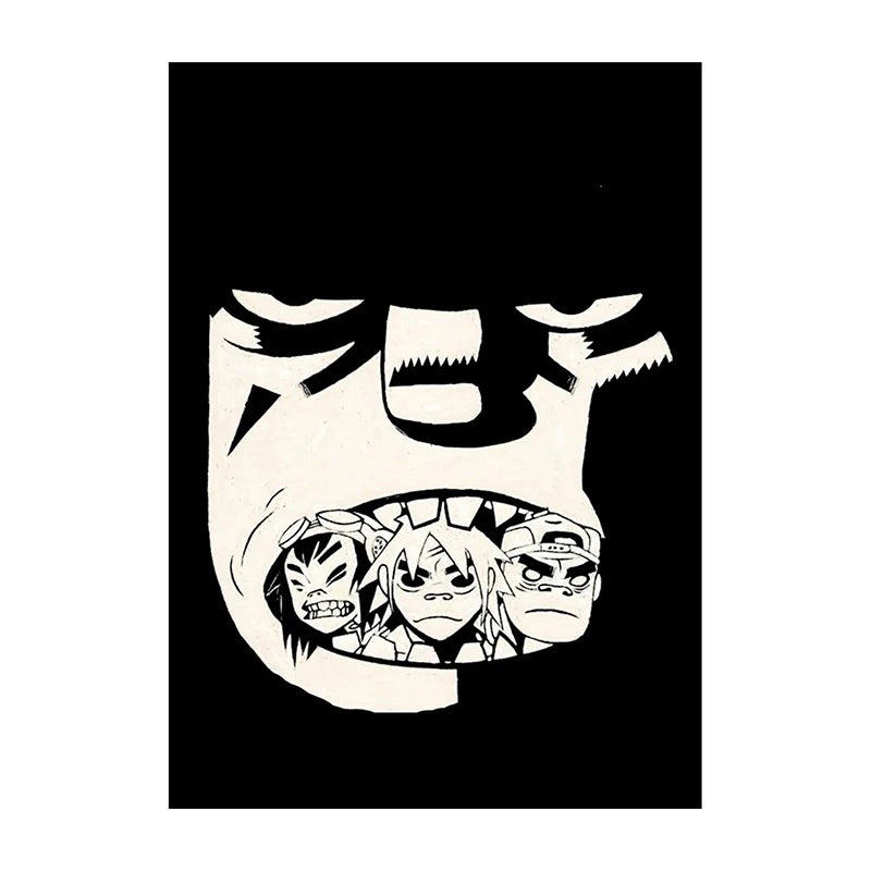 Gorillaz Poster – Anime Rock Band Wall Art Print for Music Fans