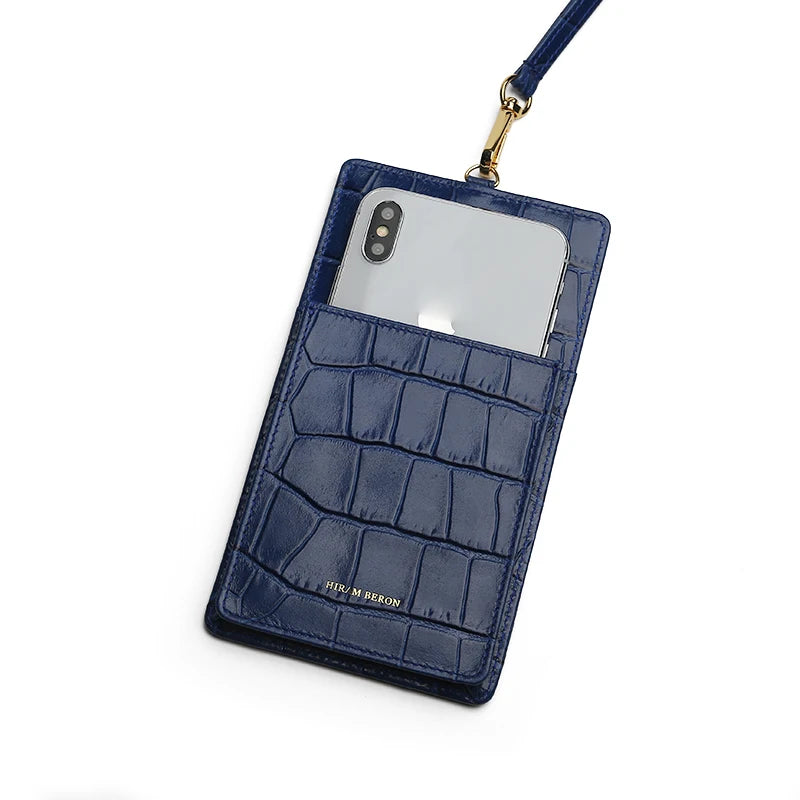 Leather Phone Bag Purse with Lanyard – Hiram Beron Croco