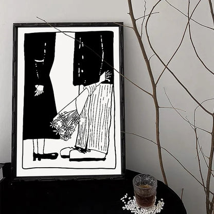 Minimalist Black and White Line Art Canvas Wall Art Print