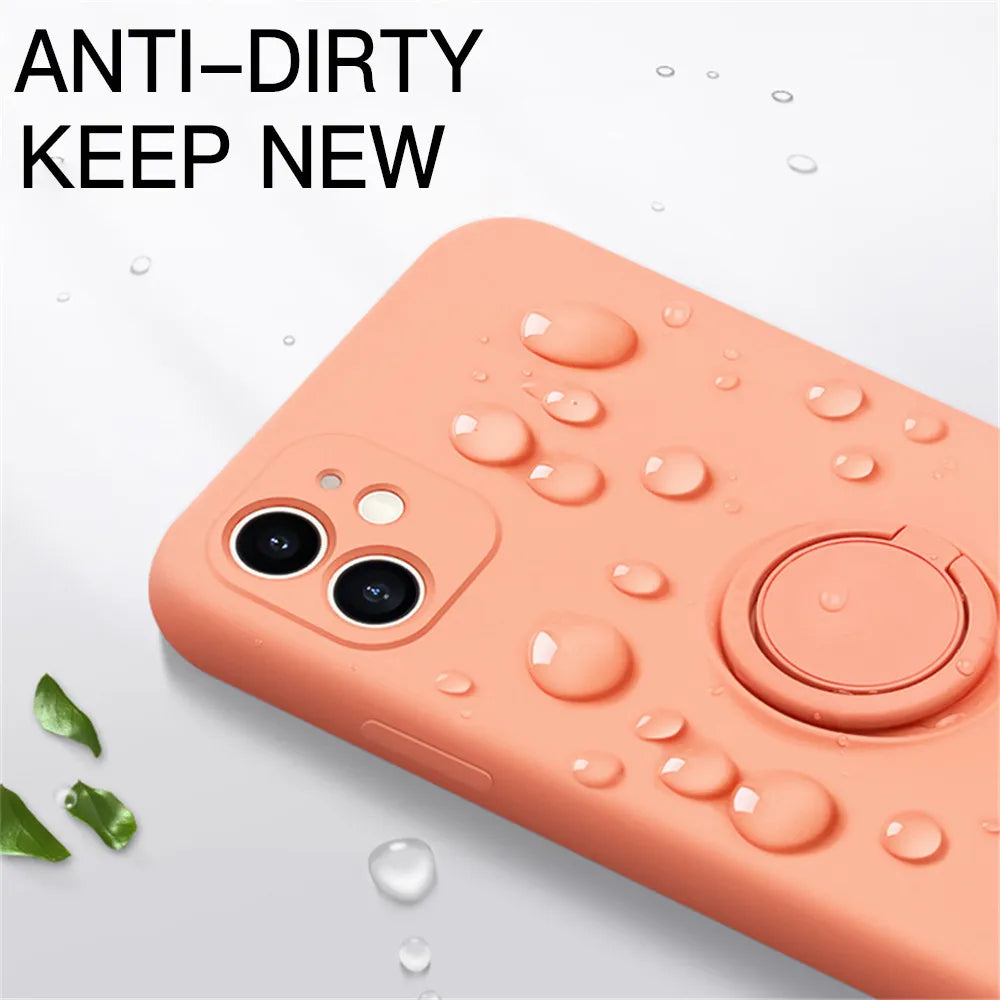 Liquid Silicone Ring Holder Phone Case – iPhone 11 to 17 Series