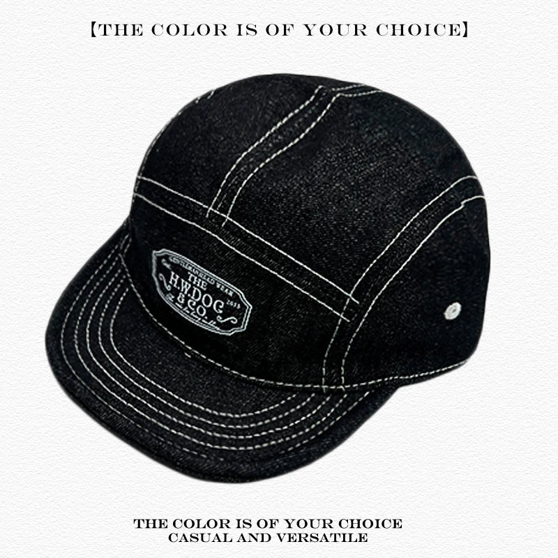 5-Panel Flat Brim Cap – Retro Hip-Hop Street Style Hat for Men & Women