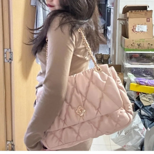 Sweet Cute Pink Women High Street Leather Y2k Underarm Bag