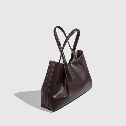 Ruched PU Leather Handbag for Women – Large Shoulder Bag