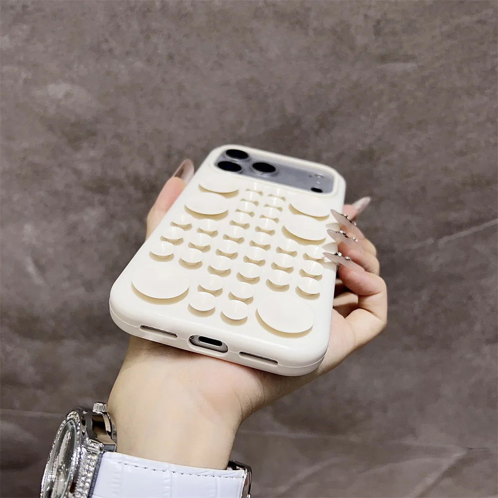 3D Bubble Grip Silicone iPhone Case – Shockproof Cover for iPhone 14–17 Series