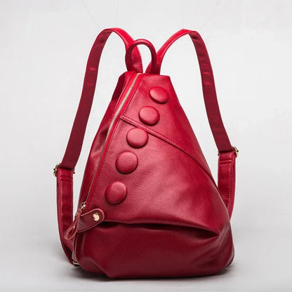 Genuine Leather Women Backpack – Rivet Detail Luxury Bag