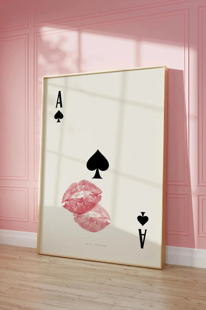 Ace of Spades Kiss Wall Art Print – Retro Lips Canvas Poster