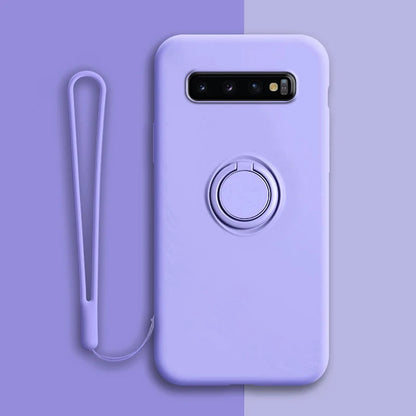 Soft Silicone Samsung Galaxy Case with Ring Holder and Wrist Strap