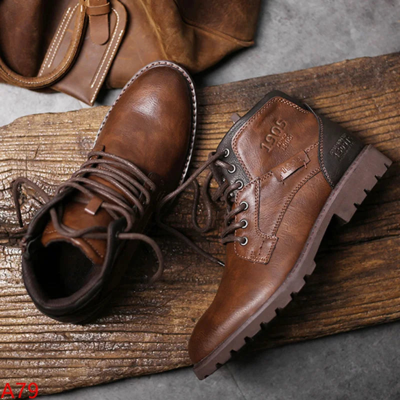 Men's Leather Ankle Boots – Rugged Work & Motorcycle Style