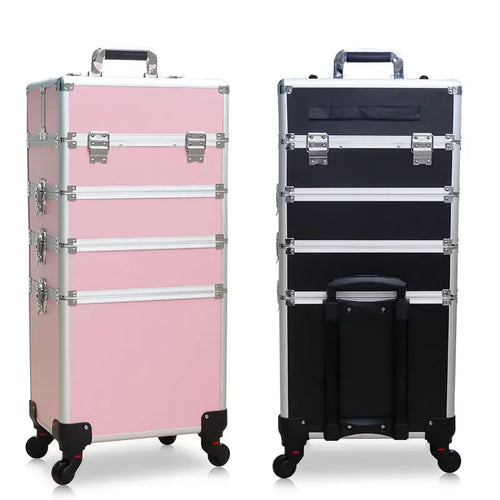Large Professional Makeup Trolley Case – Multilayer Rolling