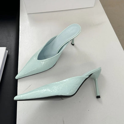 Women's Pointed-Toe Mule Heels – Elegant Thin Heel Dress Sandal