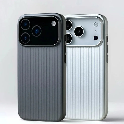 MagSafe Ribbed Stripe iPhone Case for 17 16 15 14 Pro Max – Matte Metal Finish