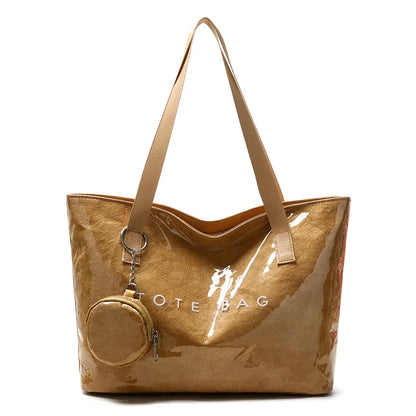 PVC Kraft Paper Tote Bag with Matching Purse