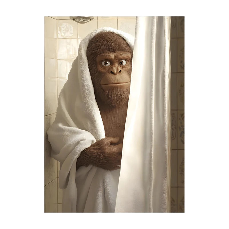 Funny Dog Bathroom Poster – Schnauzer in Bathrobe Wall Art Print