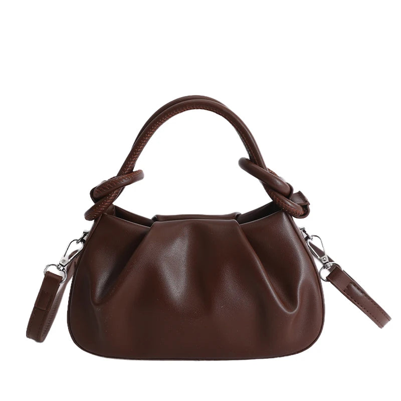 Small Cloud Crossbody Bag for Women – Ruched Leather Purse
