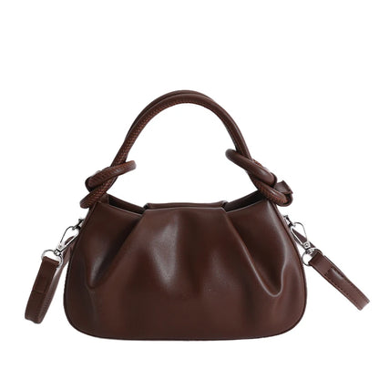 Small Cloud Crossbody Bag for Women – Ruched Leather Purse