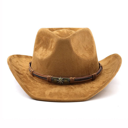 Western Cowboy Hat Vintage Rolled Brim Felt Jazz Hat