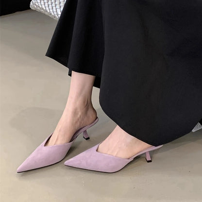 Women's Pointed-Toe Mule Heels – Elegant Thin Heel Dress Sandal