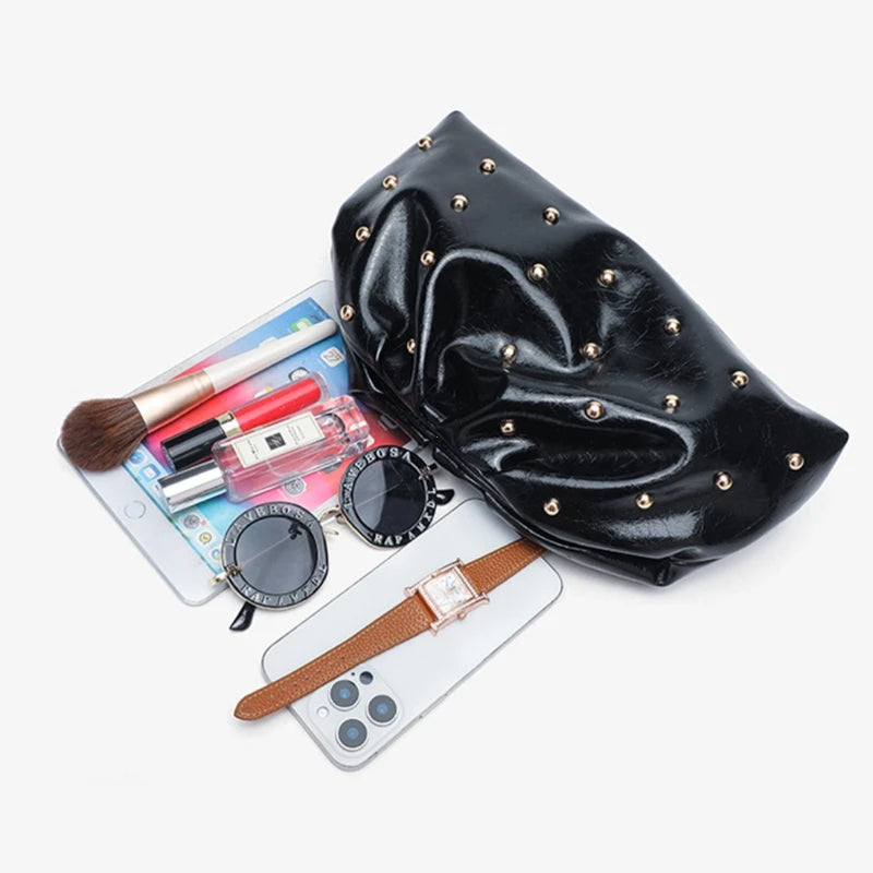 Rivet Cloud Clutch Bag for Women – Glossy Pouch Handbag