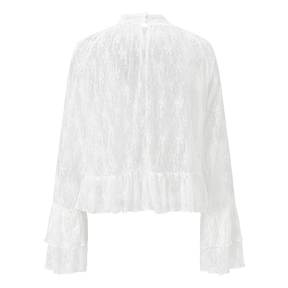 Women's Floral Lace Sheer Poncho Top – Off Shoulder Chiffon Cape