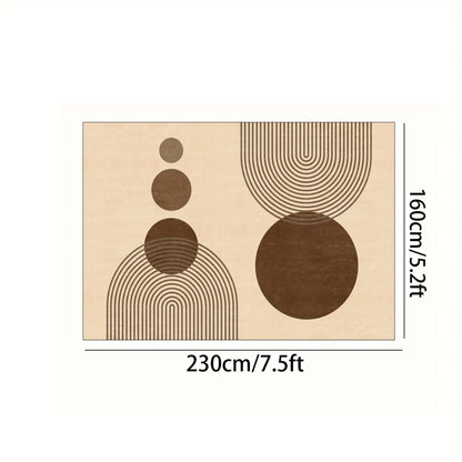 Modern Cream Abstract Area Rug – Soft Living Room & Bedroom Carpet