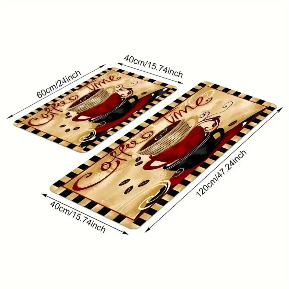 Farmhouse Kitchen Rug Set 2-Piece – Non-Slip Vintage Floor Mats