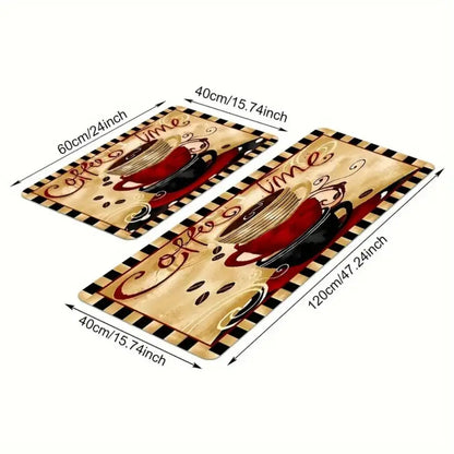 Farmhouse Kitchen Rug Set 2-Piece – Non-Slip Vintage Floor Mats