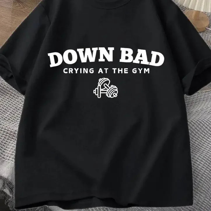 Tortured Poets Tshirt Down Bad Crying At Gym Graphic T Shirts Women Summer Workout Shirt Short