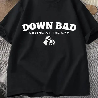 Tortured Poets Tshirt Down Bad Crying At Gym Graphic T Shirts Women Summer Workout Shirt Short